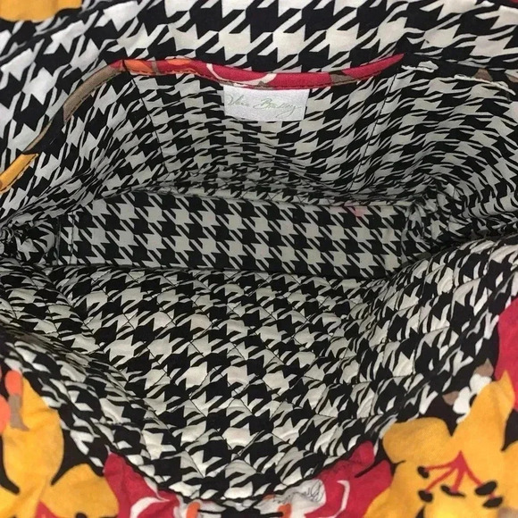 Vera Bradley Quilted Tote Bag Orange Red Floral Pattern - Picture 7 of 14
